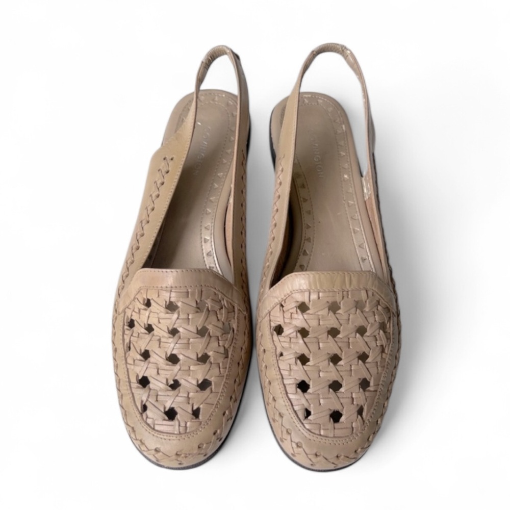 Covington Women’s Cane Design Tan Leather Slingback Loafers, Sz 11M